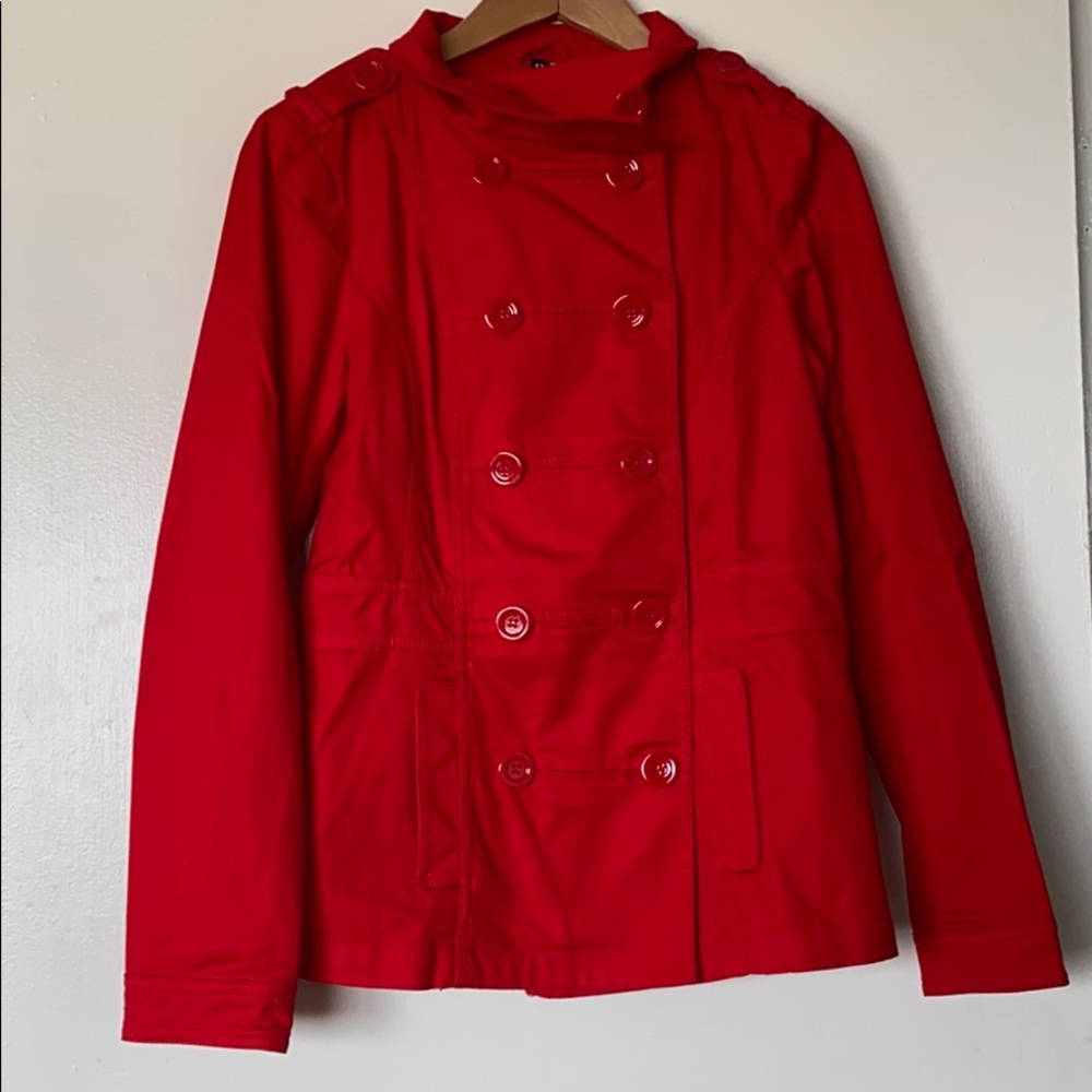 Bright candy apple red jacket size 12 by H & M